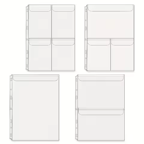 10pcs-A4 Folder Pockets, No-Zip Cash Envelopes,1/2/3/4 Compartment Folder Sleeves, Folder Bags with 