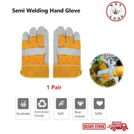 Semi Leather Work Glove/Welding Glove/Hand Working Glove/Yellow (Full Palm Protection )Industrial Gl