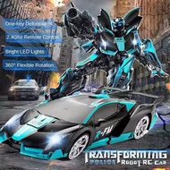 2.4G Rc Remote Control 2 in 1 Sports Scale 1:18 Transformation Car Robot Models Deformation Car kere