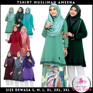 Plus Size | AMEENA Tshirt Muslimah Atief Design | Baju Muslimah Labuh Muslimah Blouse