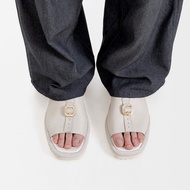 Buckle Platform Sandals - White Hummus