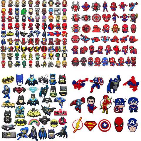 Random 20-200Pcs Hot Toys Marvel Spider-Man Series Shoe Charms For Clogs,PVC Shoe DIY Decorations Pr
