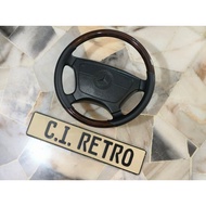 PERFECT ORI W124 R129 W140 W126 W210 W202 HALF WOOD WALNUT BURLWOOD LEATHER STEERING WHEEL MERCEDES 