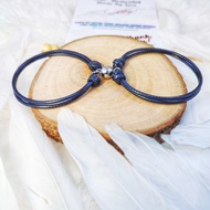 2Pcs Couple Magnetic Bracelets Without Letters | Magnetic Couple bracelet | 2mm Black Korean Rope|Ch