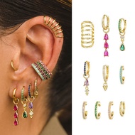 Textured Pendant Set Cross-Border Non-Pierced Copper Gold-Plated Water Drop Marquise European and Am