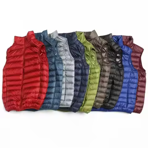 Autumn and Winter Men's 90% White Duck Down Vest Casual Lightweight Down Warm Solid Sleeveless Jacke