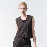 【MEDUSA】棕色亞麻蕾絲復古感背心外套(M-XL) | 女西裝背心外套