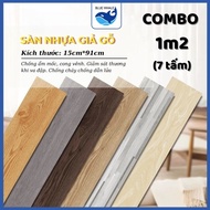 (1m2 FLOOR STICKER) 7 Wood Imitation Plastic Floor Stickers Size 91.44 x 15.24cm Goods Type 1 Ready 