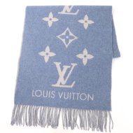 全新☆LOUIS VUITTONM75704 雷克雅未克羊絨圍巾，100% 羊絨 Monogram 圖案，淺藍色，英國製造，正品女士圍巾