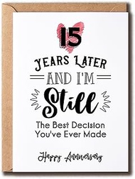 Happy 15Th Anniversary Card - 15 Years Wedding Keepsake - Romantic Love Greeting Card - Fifteenth Ca