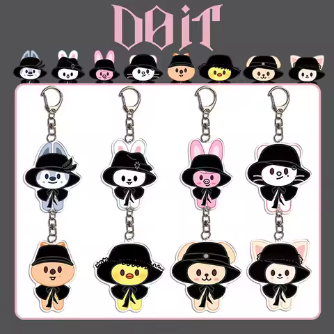 New StrayKids Cartoon Acrylic Keychain SKZOO "DO IT" Flash Cartoon Acrylic Keychain Accessories Peri