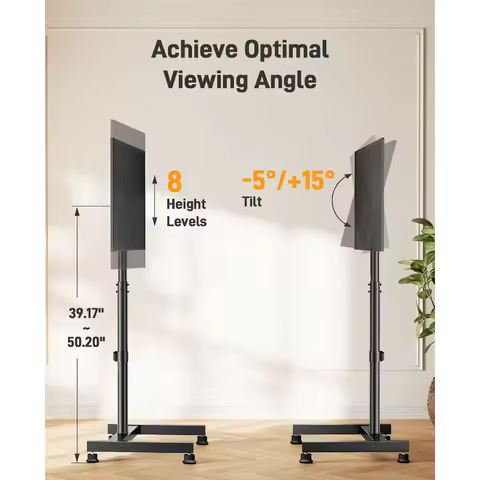 Floor TV Stand with Mount for 26-50 inch TVs up to 55 lbs, TV Floor Stand with Rotation, Tilt, Level