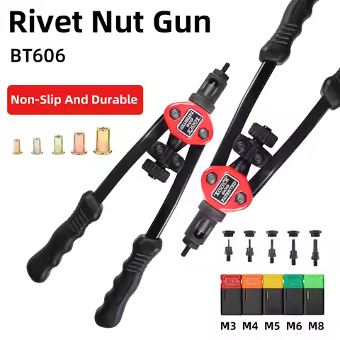 Hand Threaded Rivet Nut Gun BT-606 Manual Riveter Tool Double Handle M3 M4 M5 M6 M8 200pcs Flat Head