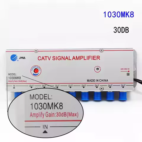 AC 220V 4 Way CATV Cable TV Splitter Amplifier 30dB Digital TV Antenna Signal Booster Home Tv Equipm