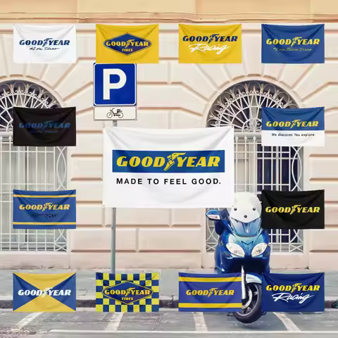 G-Go-od Y-Ye-ar Tires Auto Parts Flag For fade resistant Garage Repair Shop stadium match Auto Shop 