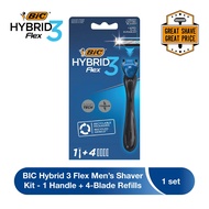 BIC Hybrid 3 Flex Mens Shaver Kit - 1 Handle + 4 Refills