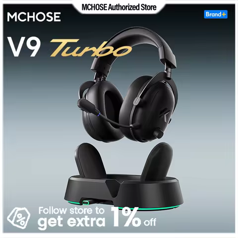MCHOSE V9 Turbo Gaming Headset Support BT 2.4G Low Latency Wireless E-Sport Top Speed Connection wit