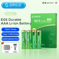 ORICO Ener-G AAA Type C ป้ายอัจฉริยะแบตเตอรี่ชาร์จเร็วและแบตเตอรี่ลิเธียมไอออน1.5โวลต์ CCC