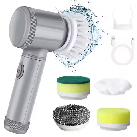 Electric Spin Scrubber, Electric Cleaning Brush 5-in-1 Handheld Kitchen Cleaner Cordless Spin Scrubb