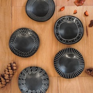 Made Rokuro Minoyaki Ceramic Black Plate Set In Japan | Fujitsu Sales