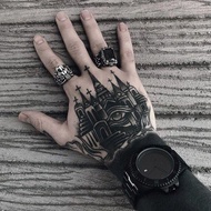 ring ring men Punk Index Finger Thumb Ring Men Wide Ring Men Trendy Ring Retro Red Gem Ring