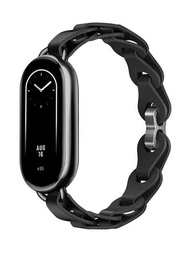 1入組小米手環8橡膠錶帶，不鏽鋼扣手鍊，適用於Miband 8 NFC，時尚淑女風格的替換矽膠錶帶配件