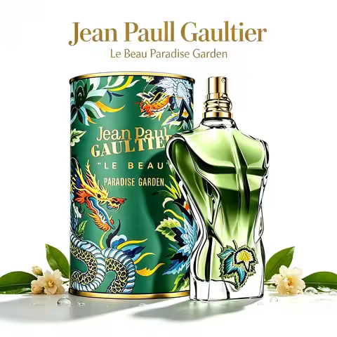 Jean Paul Gaultier Le Beau Paradise Garden Men Perfume 100ml, Special Human Torso Design Green Bottl
