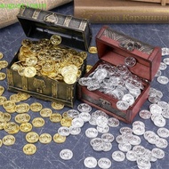 AUGUSTINASN Pirate Gold Coins, Plastic Gold Sliver Fake Gold Treasure, Cosplay Props Kid Favor Party