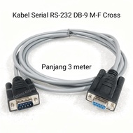 SERIES CABLE DB-9 RS-232 MF MALE FEMALE 3 METER CROSS NULL MODEM DB9 RS232 PC COM port 3m