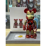 [In Stock] BE@RBRICK x Iron Man MK85 100+400%/1000% Chrome Ver. bearbrick