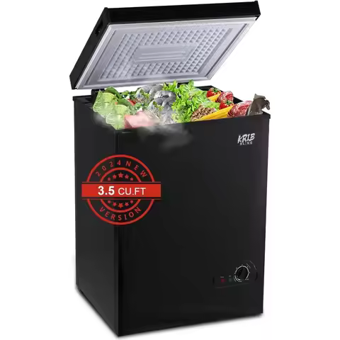 Chest Freezer 3.5 Cu.Ft Mini 7 Gears Temperature Control Compact Deep Freezer with Top Open Door and