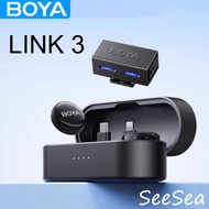 BOYA LINK 3 Wireless Microphone AI Noise Cancellation Lavalier Button Mini Mic for Video Recording