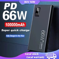 66w Power Bank 100000mAh Super Powerbank USB Type C PD Qucik Charge3.0 External Battery Support huaw