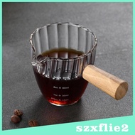 [Szxflie2] Espresso Cups with Wood Handle 90ml Espresso Measuring Cup Glass for Office