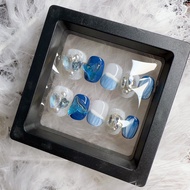 Pure Handmade Manicure Nails Blue Enchantress Mermaid Wearing Nails