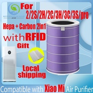 【purple-RFID】Replacement Compatible with Xiaomi 2/2S/2H/2C/3H/3C/3S/pro Filter Air Purifier Accessories HEPA&amp;Carbon