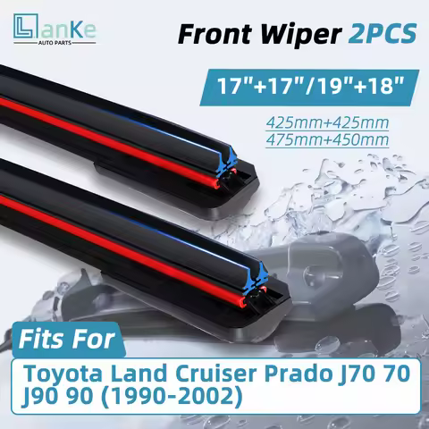 2pcs Car Windshield Wiper For Toyota Land Cruiser Prado J70 70 J90 90 1990-2002 17"+17" 19"+18" Quie