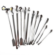 Kaleidoscope 12Pcs Stainless Steel Lab Spoon Spatula Laboratory Sampling Spoon Mixing Spatula