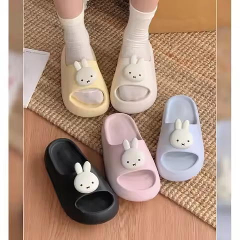 Miffy EVA Slippers for Women Thick Sole Non Slip Height Increasing Soft Bottom Summer Indoor Outdoor