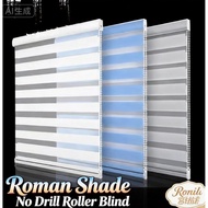 ✨〖Roman Shade〗No Drill Roller Blind | Blackout Privacy Window Blind for Bathroom | Ready Stock