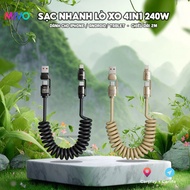 XO Super Convenient PREMIUM 4-in-1 Spring Fast Charging Cable Extends 2m for phones, type c cable, u