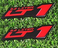 2pcs LT 1 6.2 Liter ZR1 Emblem Engine Hood Badge Decal Replacement for C4 C7 (Black Red)