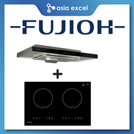 FUJIOH FR-MS1990R 90CM GLASS BLACK SLIMLINE HOOD WITH TOUCH CONTROL + FUJIOH FH-ID5120 2 ZONE INDUCTION HOB