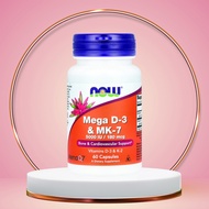 ✅READY STOCK✅ Now Foods Mega D-3 & MK-7 D3 K2 5000 IU / 180 mcg 60 Veg Capsules (D3 + MK7 / D 3 MK 7