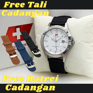 Jam Tangan PRIA Swiss Army Casual ORIGINAL Fitur Tanggal Aktif BONUS Tali Canvas dan Batrei Cadangan
