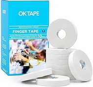 OK TAPE Finger Tape White Extra Strong Adhesion, 1.25 cm x 13.7 m, 10 Rolls Athletic Tape for Finger