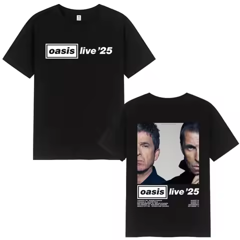 O-Oasis Live 25 Tour T-Shirts British Rock Band T-shirt Mens Clothing Cotton Casual Short Sleeve Tee