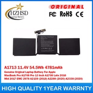 A1713 11.4V 54.5Wh 4781mAh Genuine Original Laptop Battery For Apple MacBook Pro A1708 Pro 13 Inch A