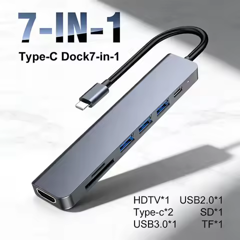 7-in-1 Docking Station (USB-C): 4K HDMI, USB 3.0, 87W PD Charging, SD/TF Card Reader – Works with La