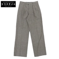 Celine Houndstooth Two-Pleated Wool Straight-Sleeved Pants, Women's Braun , Size 34 (2P666497R)